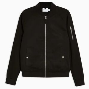 Topman Black Bomber Jacket with Silver Accents